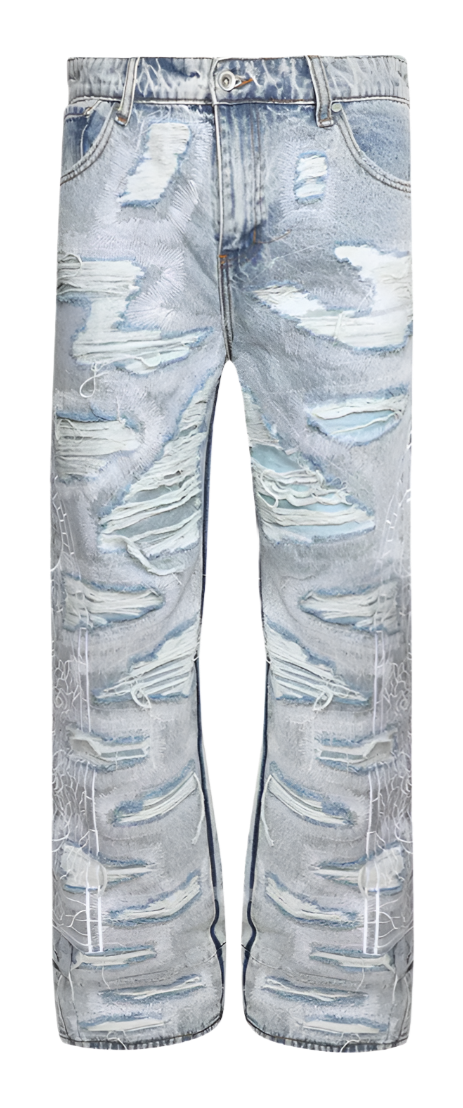 Distress Overlay Bare Pocket Denim 'Sky'