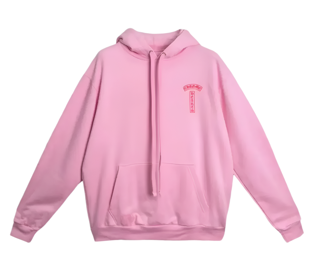 T Bar Script Logo Pink Hoodie
