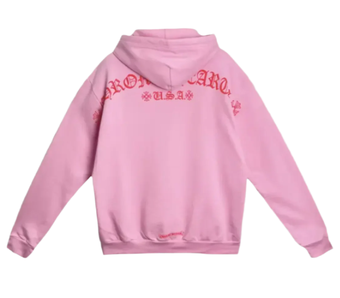 T Bar Script Logo Pink Hoodie