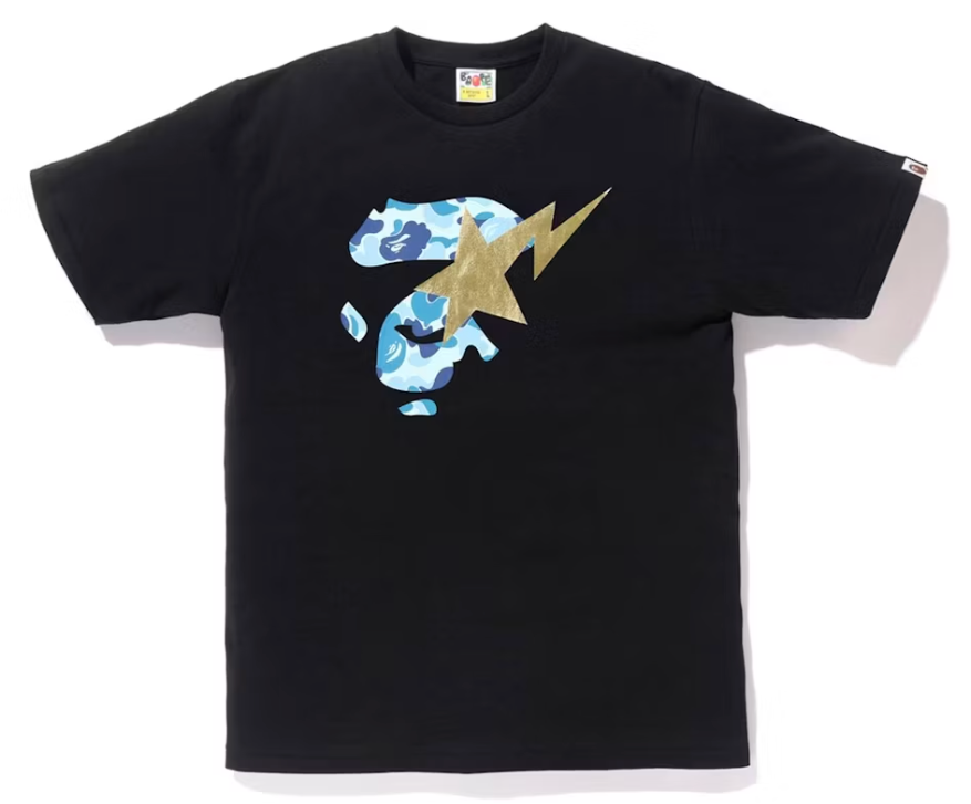 ABC Ape Face on Bapesta Tee Black/Blue/Silver