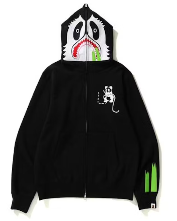 Panda Full Zip Hoodie Black