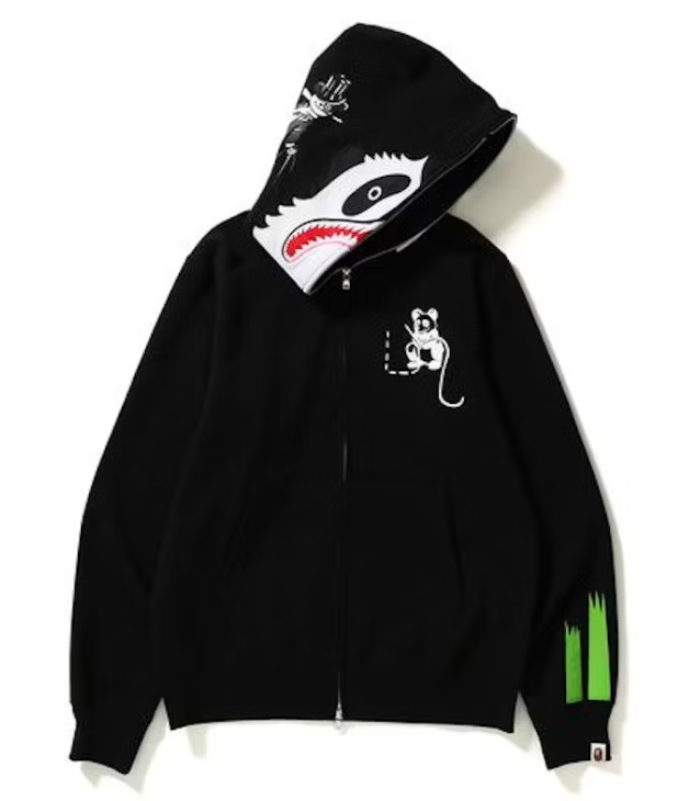 Panda Full Zip Hoodie Black