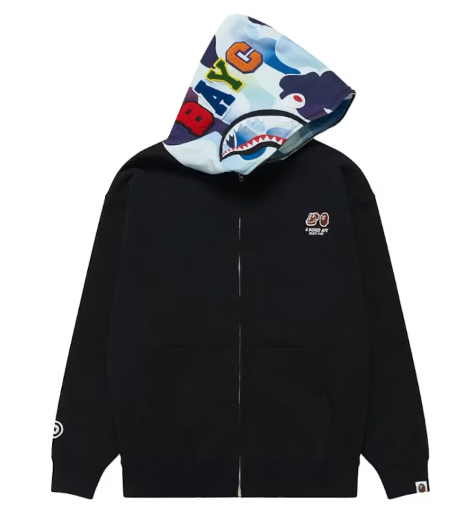 BAPE x BAYC Shark Full Zip Hoodie Black