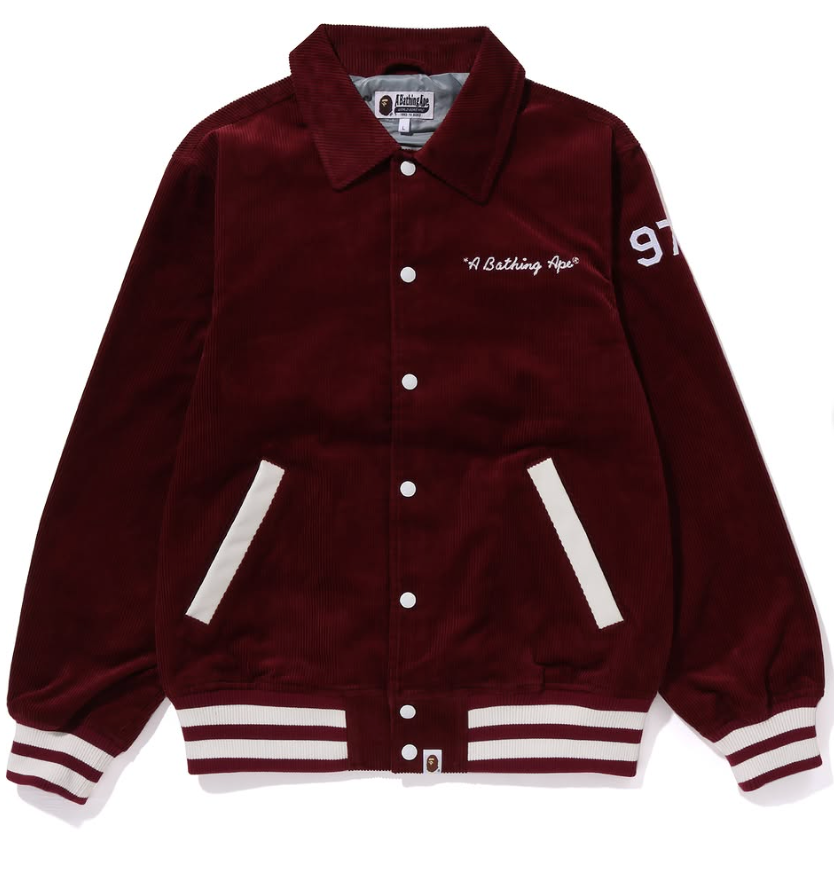 Burgundy Bape General Corduroy Jacket