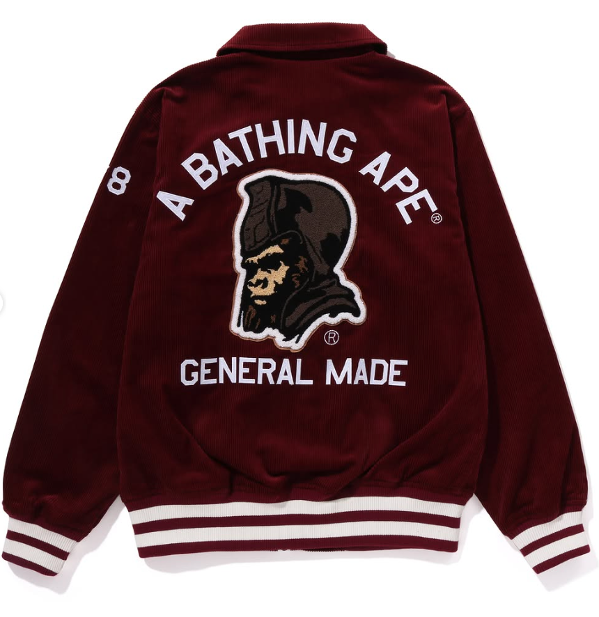 Burgundy Bape General Corduroy Jacket