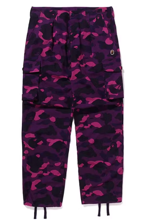 Color Camo 6 Pocket Pants Purple