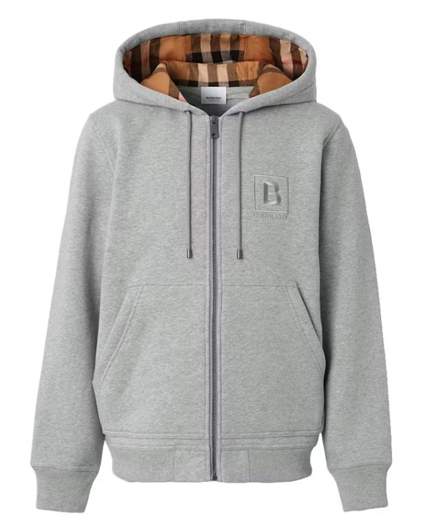Letter Graphic Cotton Blend Zip Hoodie