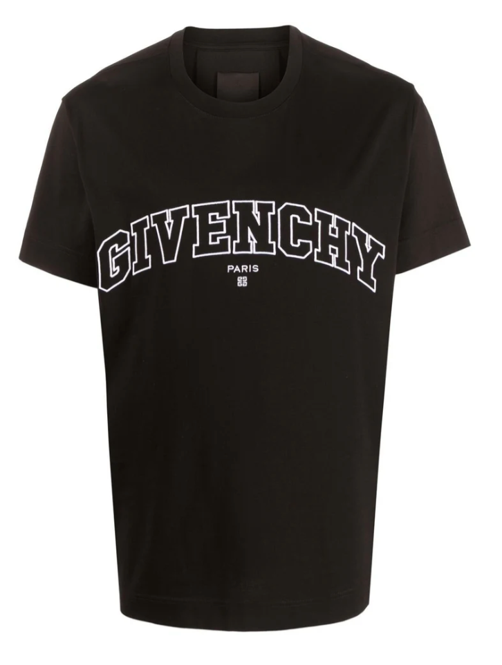 College Logo-embroidered T-shirt Black