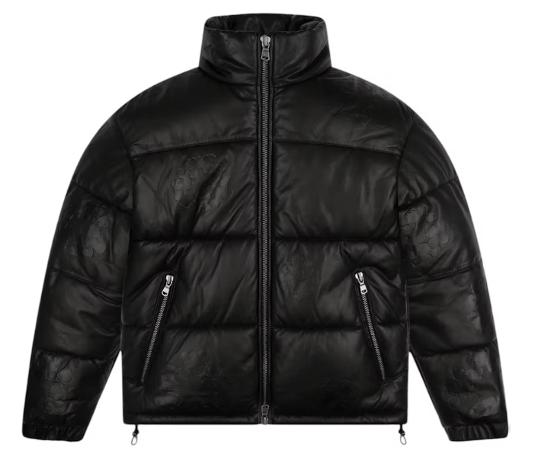 Leather Embossed Wreath Puffer Jacket