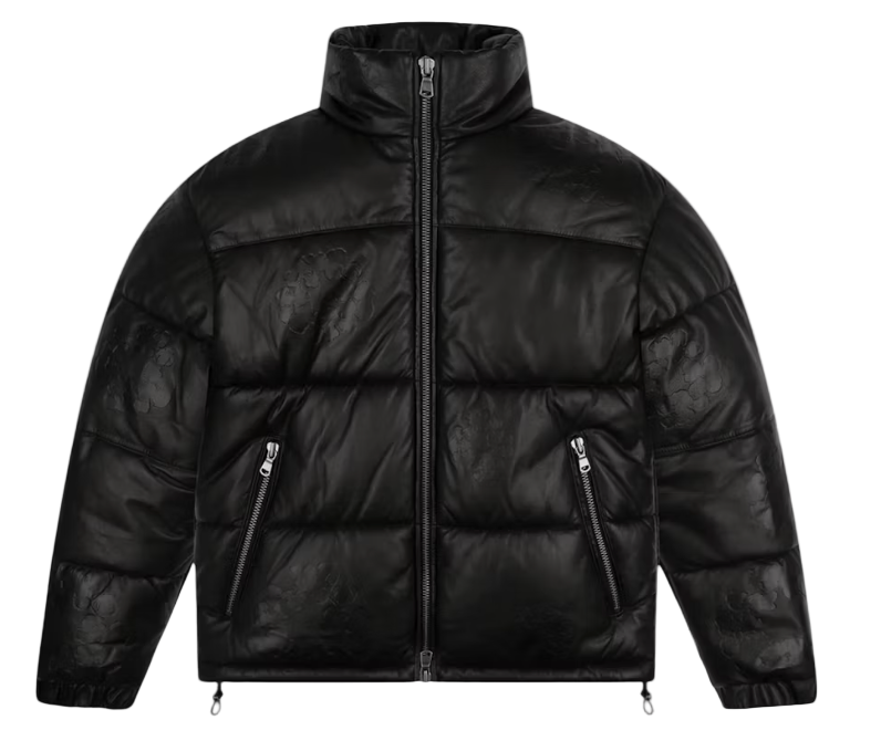Leather Embossed Wreath Puffer Jacket