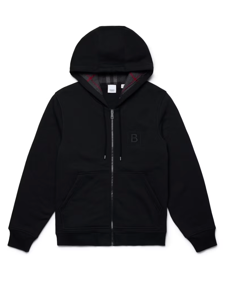 Letter Graphic Cotton Blend Zip Hoodie