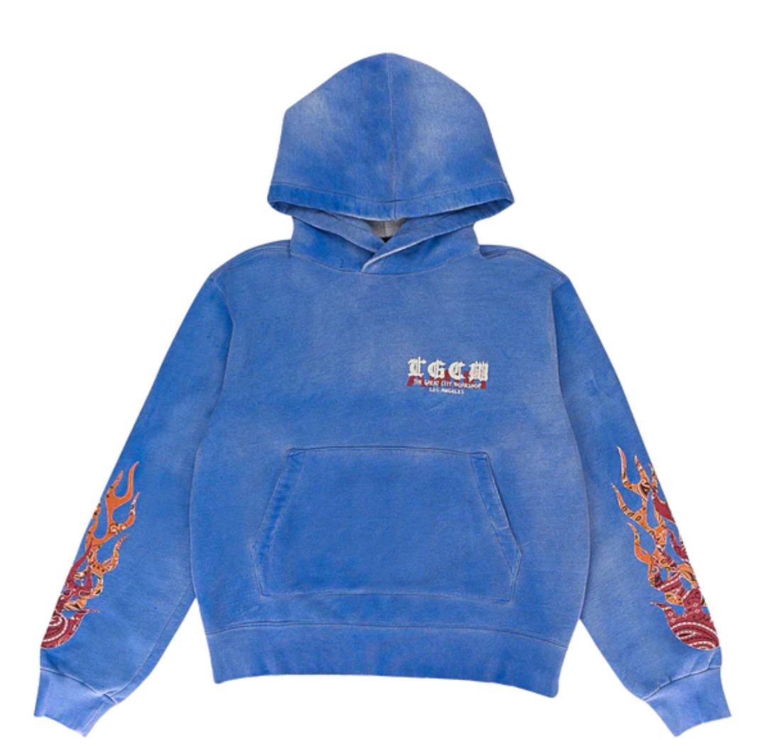 Blue T.G.C.W. Flames hoodie