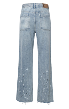 Printed Cross Chains Washed Denim