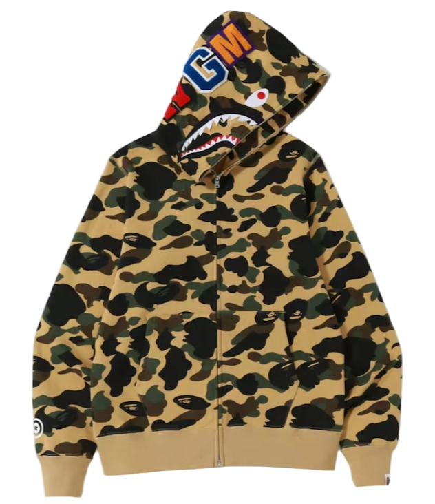 1st Camo Shark Full Zip Hoodie Yellow
