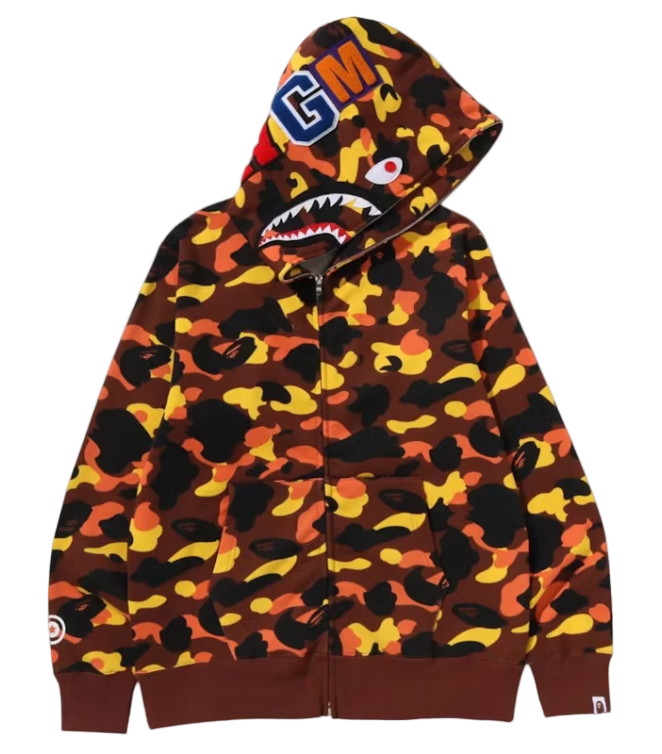 1st Camo Shark Full Zip Hoodie Orange