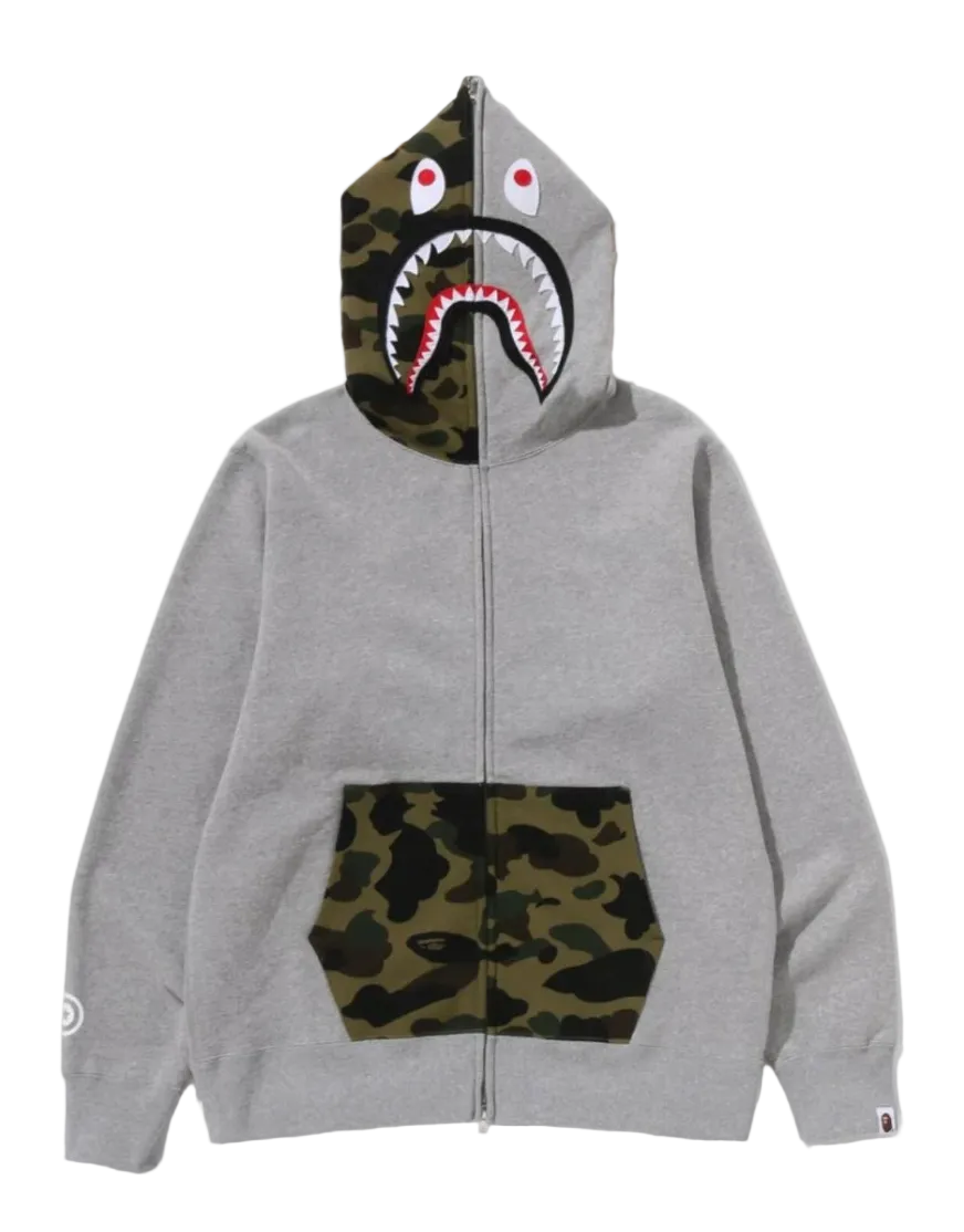 Shark Full Zip Hoodie Gray
