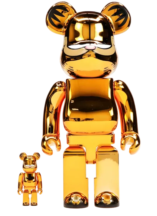 Bearbrick Garfield 100% & 400% Set Gold Chrome Ver