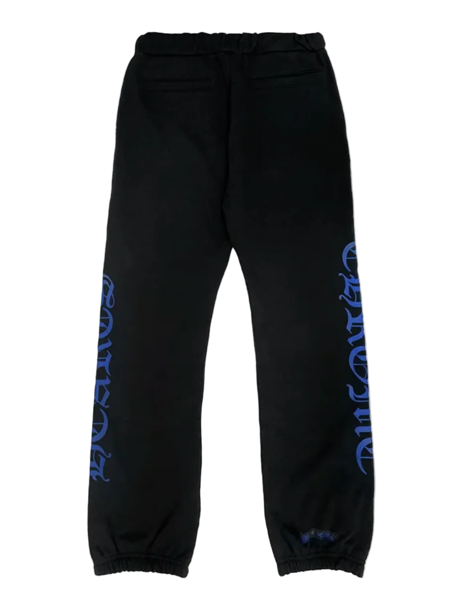 Chrome Hearts Blue Horseshoe Script Black Sweatpants