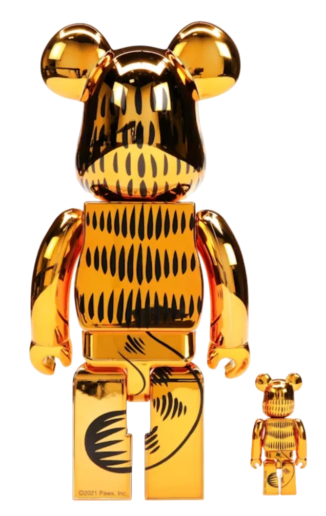 Bearbrick Garfield 100% & 400% Set Gold Chrome Ver