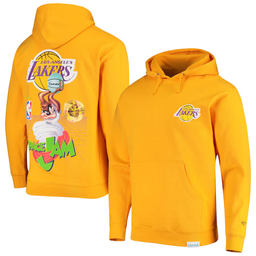 Los Angeles Lakers Diamond Supply Co. Gold Space Jam Collab Pullover Hoodie