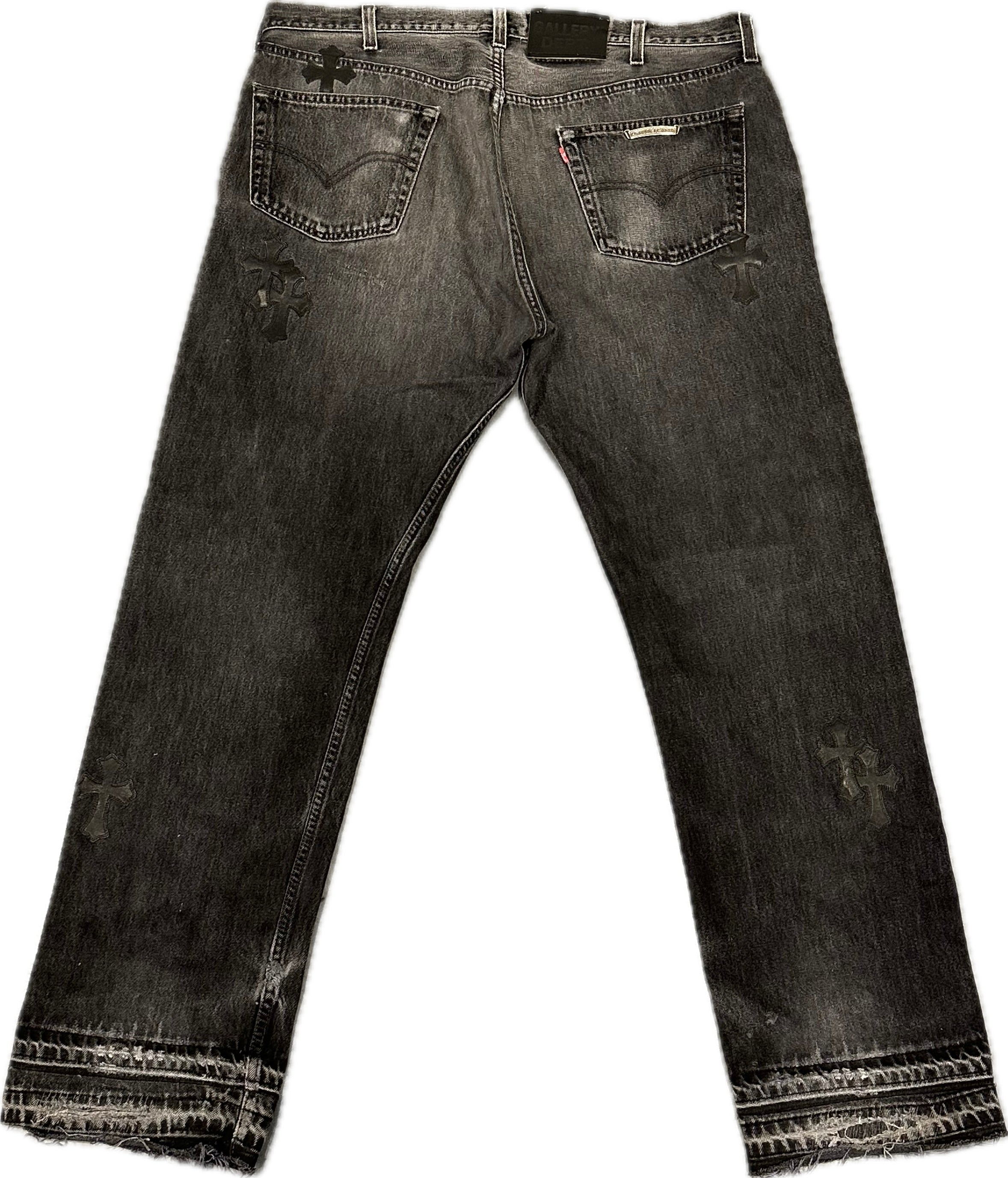 Gallery Dept x Chrome Heart Levi Leather Cross Flared Jeans