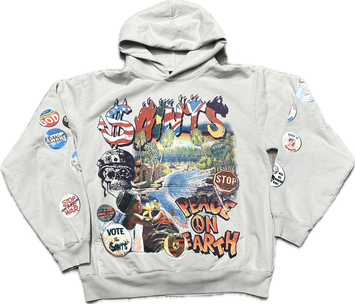 Peace On Earth Hoodie Grey/Cream