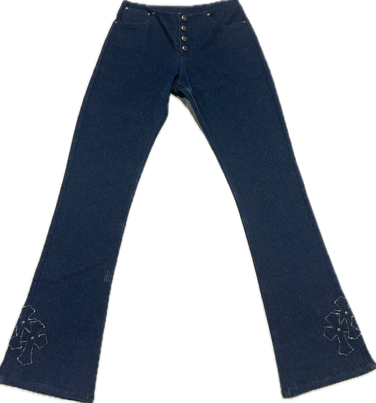 Womens Denim Patch Flare Jeans