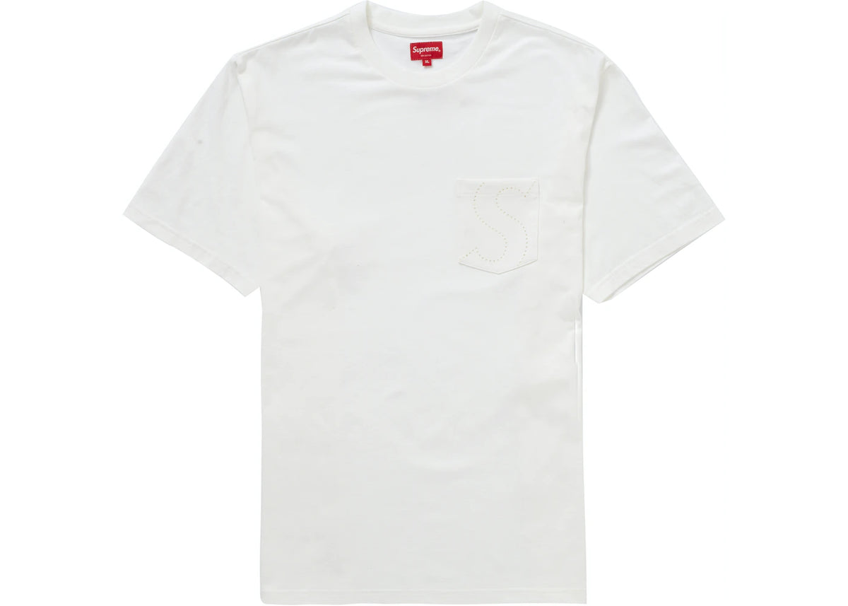 Laser Cut S Logo Pocket Tee White