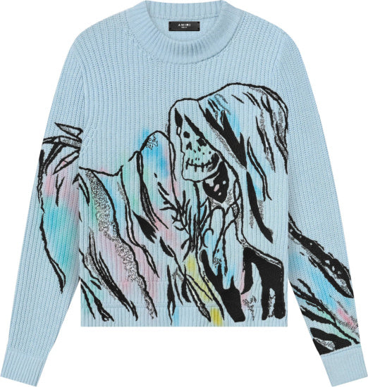 Amiri x Wes Lang Secret Crewneck Light Blue