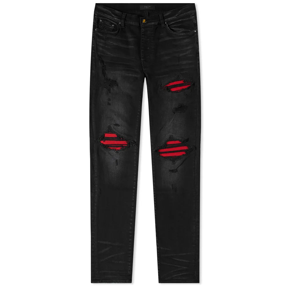 Amiri Jeans Black And Red Black Ripped Jeans Designer Size 34