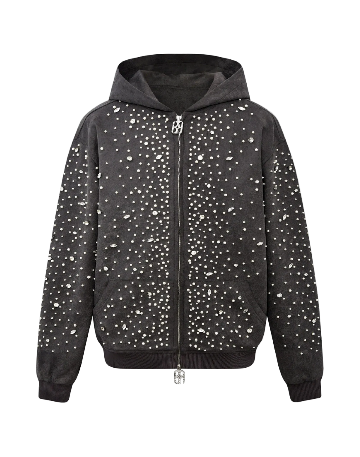 Cashew Blossom Pearl Grey Zipper Hoodie