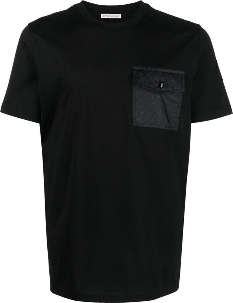 Flap Pocket Black Cotton Tee
