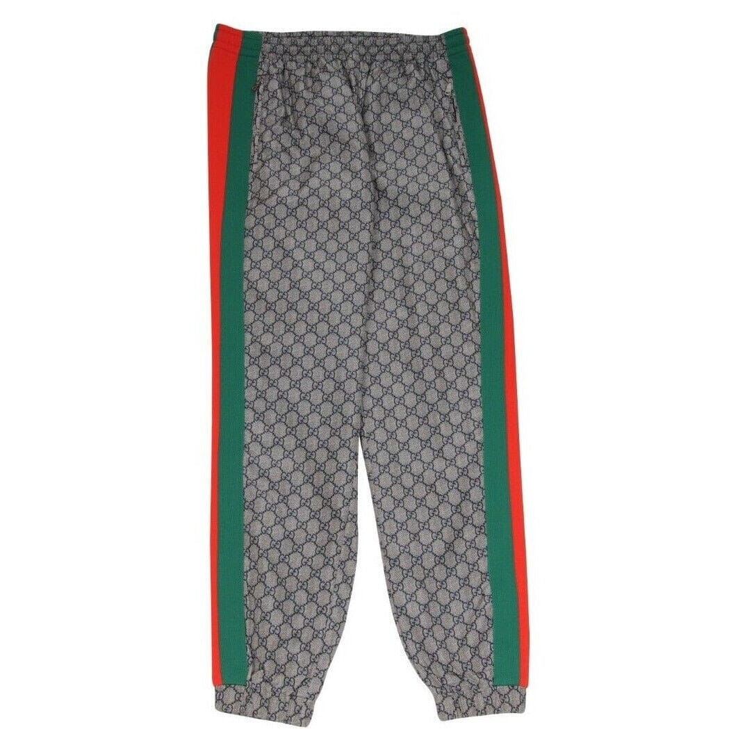GG Logo Track Pants Grey Monogram Green Red Side Stripe Joggers
