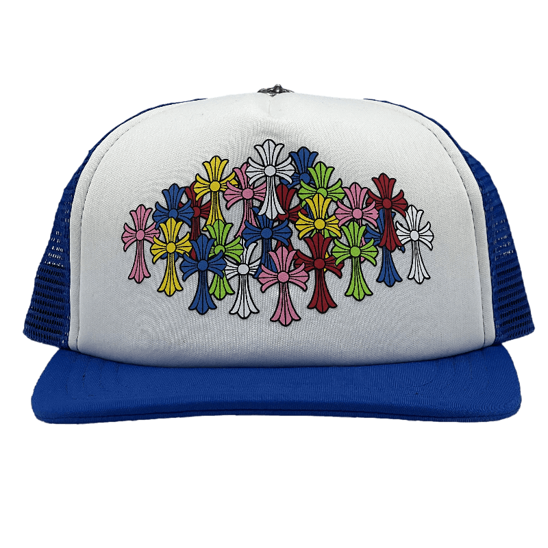 Multicolor Cross Trucker Hat Blue/White