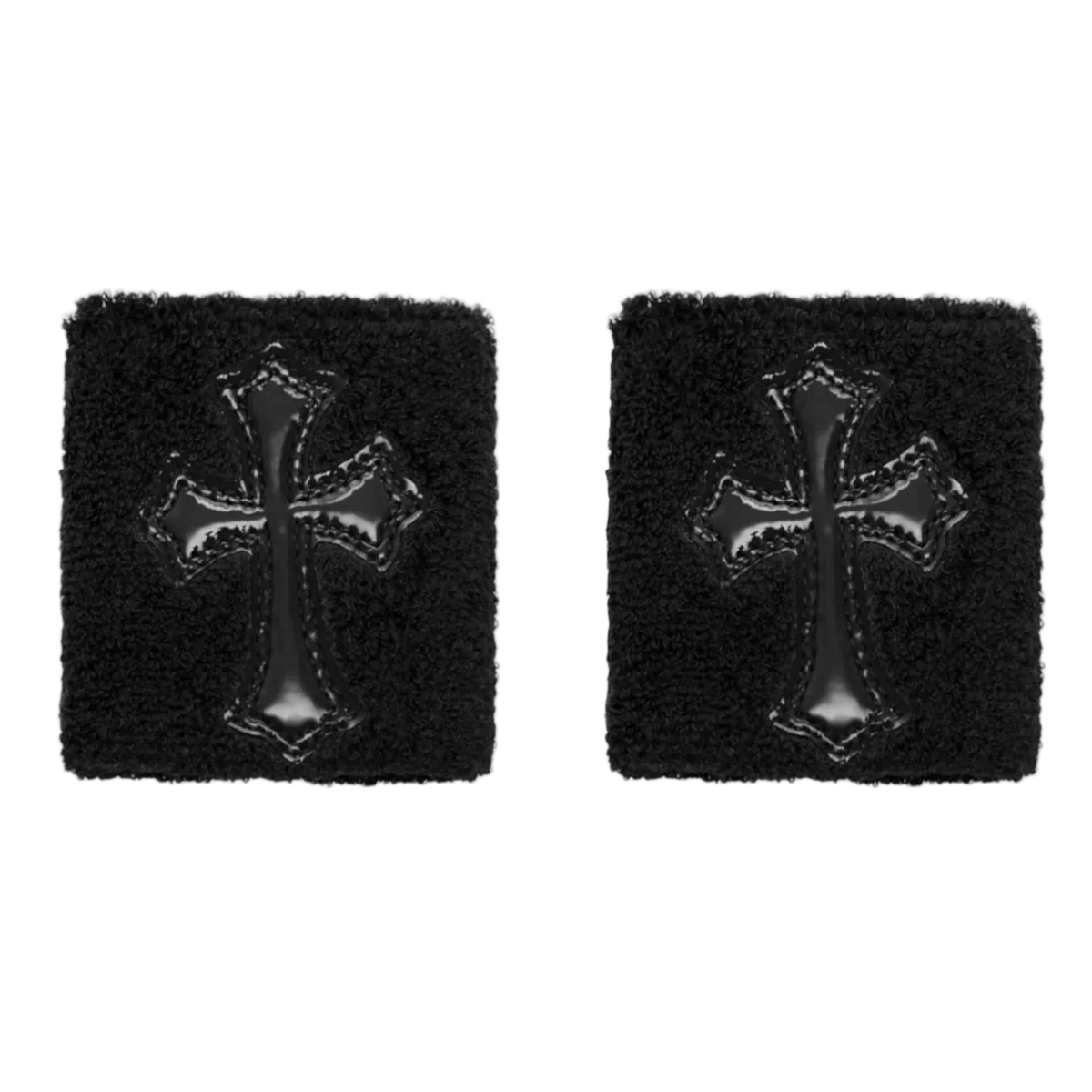 Patent Leather Cross Patch Sweatband Set Black Black