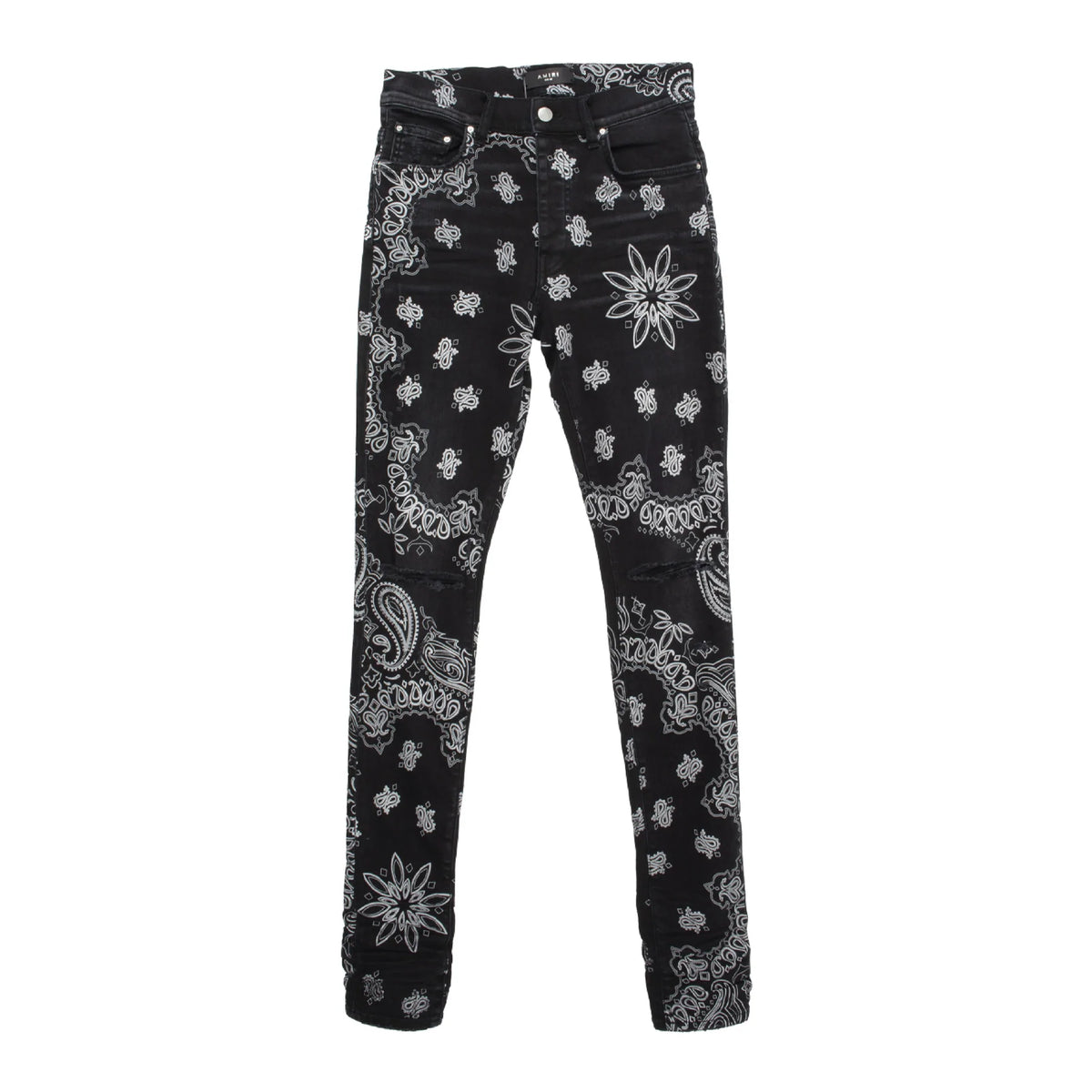 Flocked Paisley Bandana Jean Aged Black