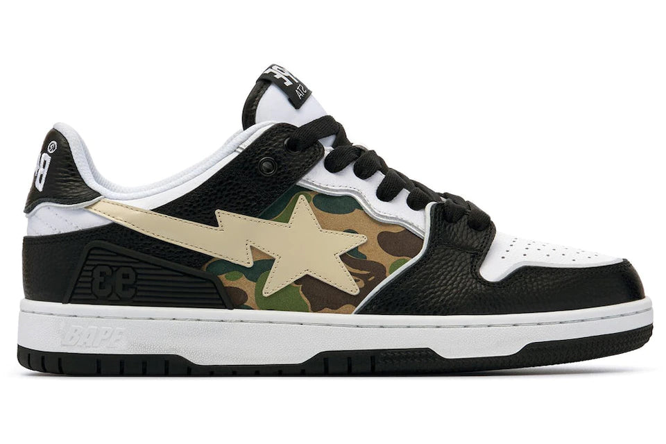 A Bathing Ape SK8 Sta Black White Embroidery Heel Patch