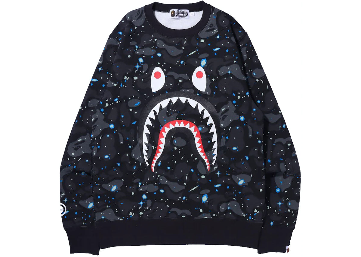 Space Camo Shark Crewneck Black