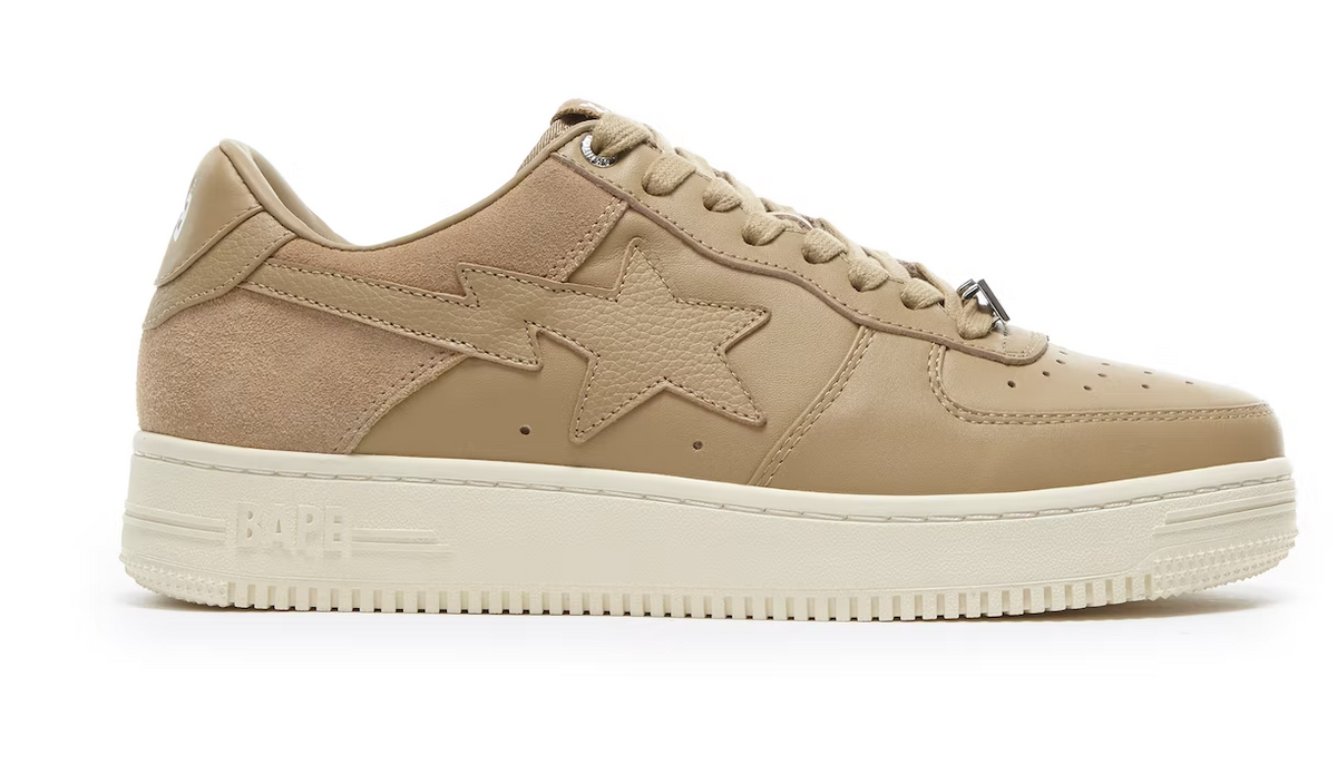A Bathing Ape Sta Low Suede Heel Beige