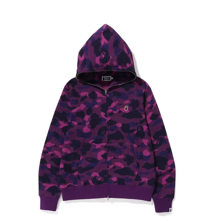 Color Camo Thermal Full Zip Hoodie Purple