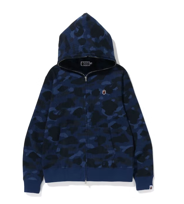 Color Camo Thermal Full Zip Hoodie Navy