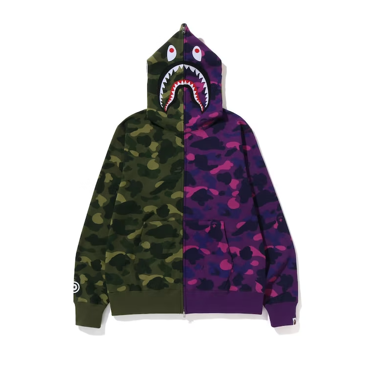 Color Camo Shark Full Zip Hoodie (FW22) Purple/Green