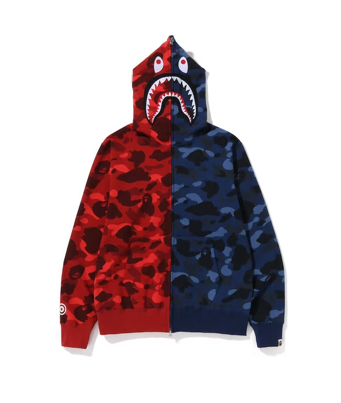Color Camo Shark Full Zip Hoodie (FW22) Red/Navy