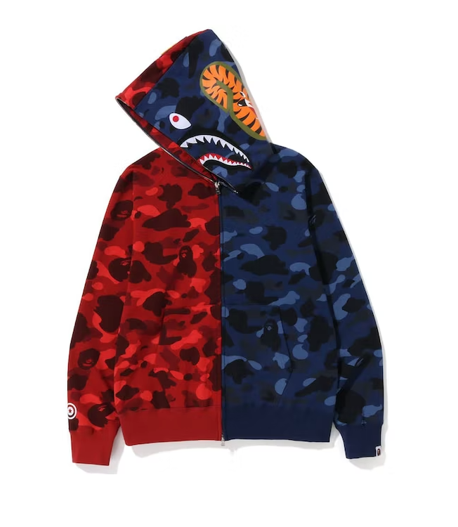Color Camo Shark Full Zip Hoodie (FW22) Red/Navy
