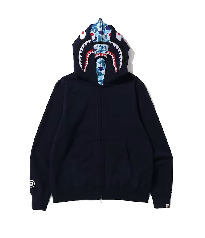 ABC Camo Shark Wide Fit Full Zip Double Hoodie Navy