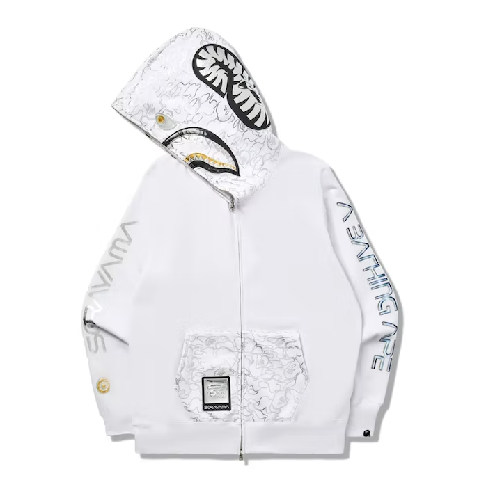 BAPE x Hajime Sorayama Shark Full Zip Hoodie White
