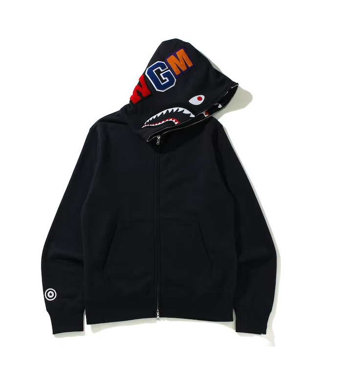 Black BAPE Double Side Shark Full Zip Hoodie