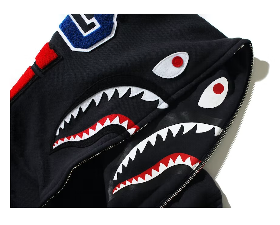 Black BAPE Double Side Shark Full Zip Hoodie