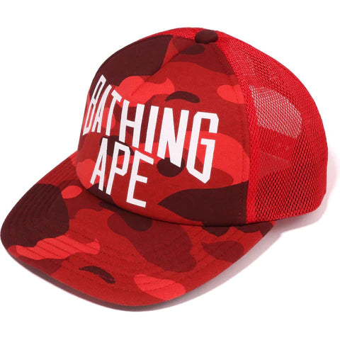 Color Camo NYC Logo Mesh Trucker Hat Red