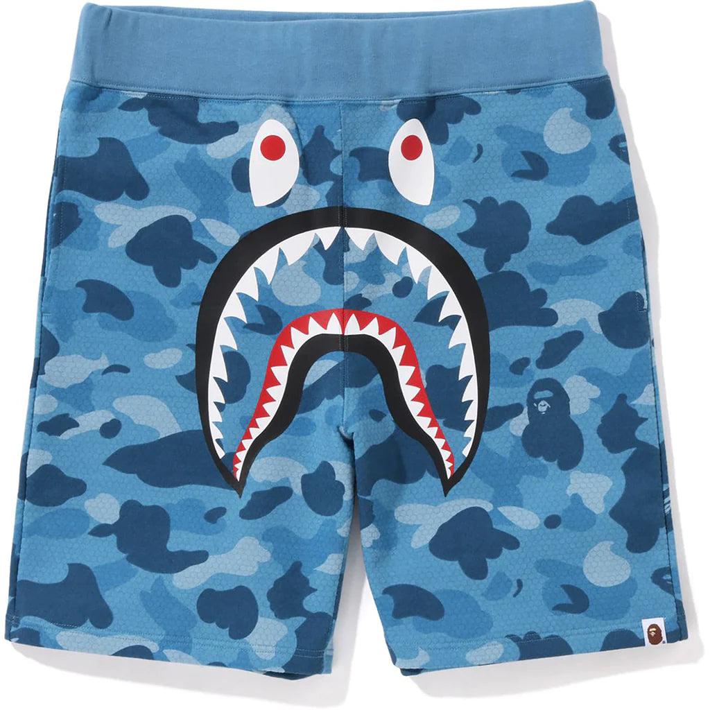 Honeycomb Camo Shark Sweat Shorts Blue